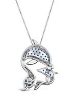 7/8 ct. t.w. Blueberry Sapphire™, 1/3 ct. t.w. Nude Diamonds™, Blackberry Diamonds® Dolphin Pendant Necklace in 14K Vanilla Gold®