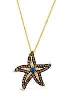  Pendant Necklace featuring 1/10 ct. t.w. Blueberry Sapphire™, 1/2 ct. t.w. Chocolate Diamonds® in 14K Honey Gold™