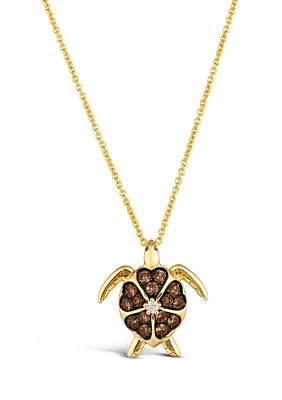 Turtle Pendant Necklace featuring 1/3 ct. t.w.Chocolate Diamonds®, Nude Diamonds™  in 14K Honey Gold™