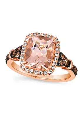 2.25 ct. t.w. Peach Morganite™, 1/4 ct. t.w. Chocolate Diamonds®, 1/5 ct. t.w. Nude Diamonds™ Ring in 14K Strawberry Gold®