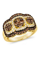 7/8 ct. t.w. Chocolate Diamonds®, 1/3 ct. t.w. Nude Diamonds™ Ring in 14K Honey Gold™