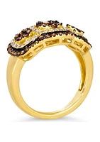 7/8 ct. t.w. Chocolate Diamonds®, 1/3 ct. t.w. Nude Diamonds™ Ring in 14K Honey Gold™