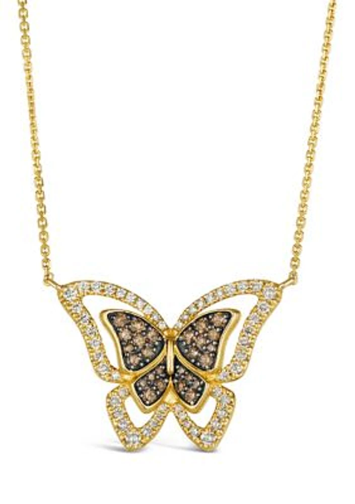 1/2 ct. t.w. Chocolate Diamonds��, 1/2 ct. t.w. Nude Diamonds™ Butterfly Pendant Necklace in 14K Honey Gold™