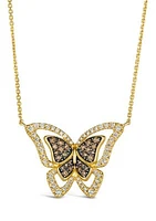 1/2 ct. t.w. Chocolate Diamonds®, 1/2 ct. t.w. Nude Diamonds™ Butterfly Pendant Necklace in 14K Honey Gold™