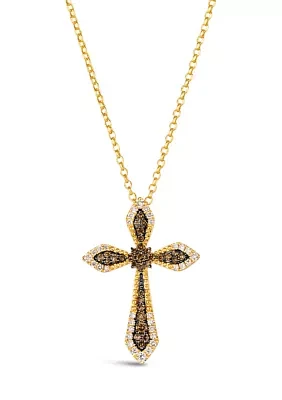  Cross Pendant featuring 3/8 ct. t.w. Chocolate Diamonds®, 1/3 ct. t.w. Nude Diamonds™ set in 14K Honey Gold™