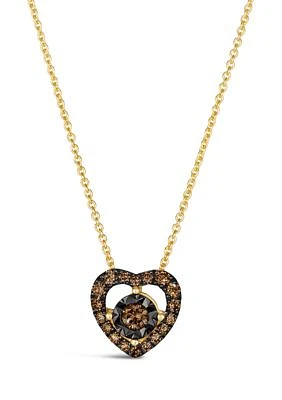 Diamond Illusion 1/4 ct. t.w. Diamond Heart Pendant Necklace in 14K Yellow Gold