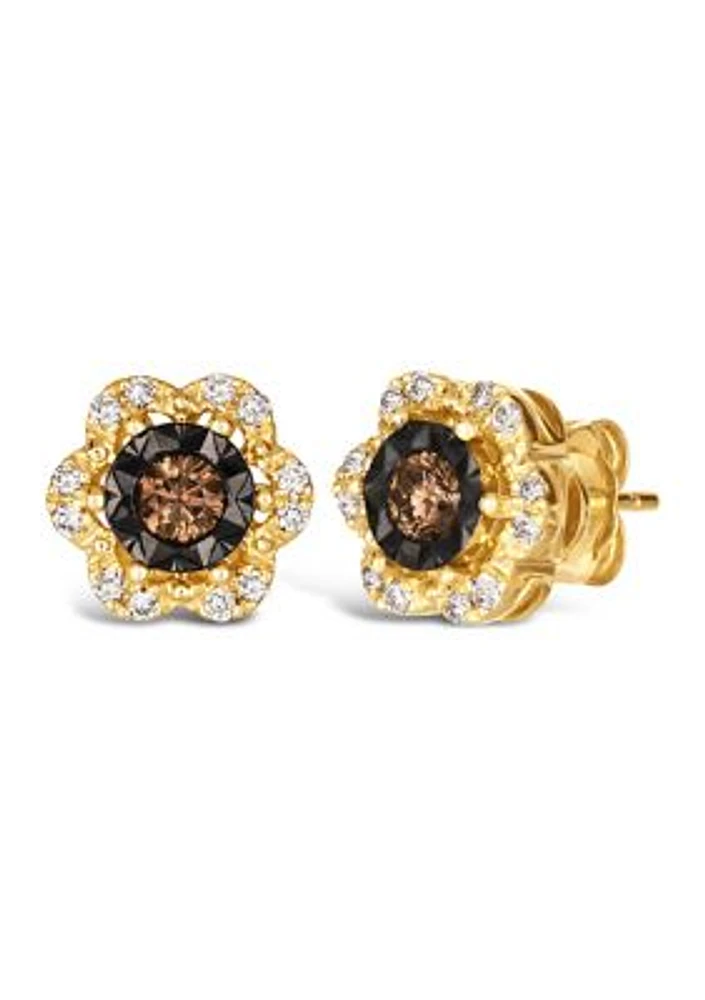 Diamond Illusion 3/8 ct. t.w. Diamond Flower Stud Earrings in 14K Yellow Gold