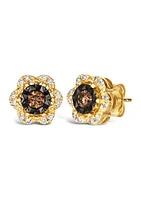 Diamond Illusion 3/8 ct. t.w. Diamond Flower Stud Earrings in 14K Yellow Gold