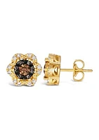 Diamond Illusion 3/8 ct. t.w. Diamond Flower Stud Earrings in 14K Yellow Gold