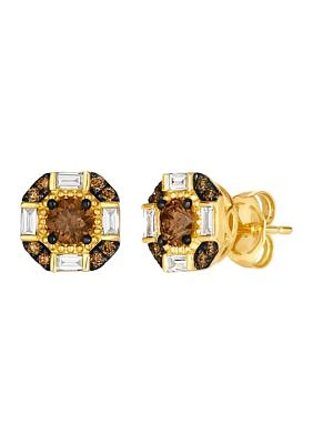 1/2 ct. t.w. Chocolate Diamonds®, 1/6 ct. t.w. Vanilla Diamonds® Chocolatier® Stud Earrings in 14K Honey Gold™