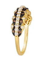 3/8 ct. t.w. Nude Diamonds™, 1/10 ct. t.w. Chocolate Diamonds® Ring in 14K Honey Gold™