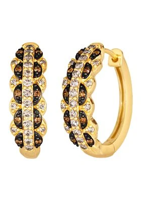 1/2 ct. t.w. Nude Diamonds™, 1/8 ct. t.w. Chocolate Diamonds® Chocolatier® Hoop Earrings in 14K Honey Gold™