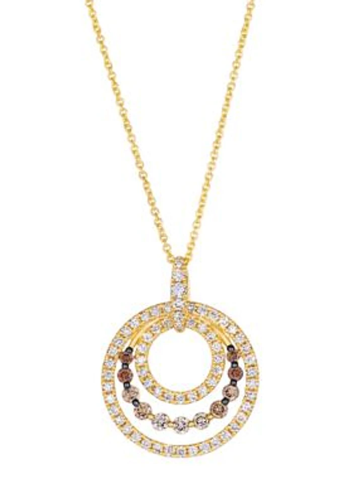 1/3 ct. t.w. Chocolate Ombré Diamonds®, 1/2 ct. t.w. Vanilla Diamonds® Ombré Pendant Necklace in 14K Honey Gold™