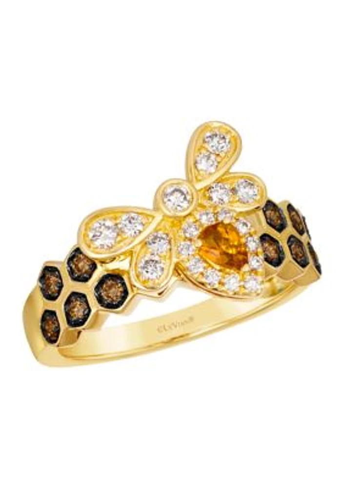 1/10 ct. t.w. Cinnamon Citrine®, 1/3 ct. t.w. Nude Diamonds™, 1/5 ct. t.w. Chocolate Diamonds® Ring in 14K Honey Gold™