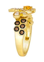 1/10 ct. t.w. Cinnamon Citrine®, 1/3 ct. t.w. Nude Diamonds™, 1/5 ct. t.w. Chocolate Diamonds® Ring in 14K Honey Gold™