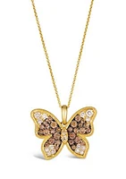 1.5 ct. t.w. Chocolate Ombré Diamonds® Ombré Butterfly Pendant Necklace in 14K Honey Gold™