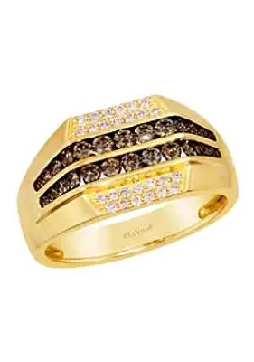 Le Vian® Men's Ring featuring 3/4 ct. t.w. Chocolate Diamonds®, 1/5 ct. t.w. Nude Diamonds™ in 14K Honey Gold™