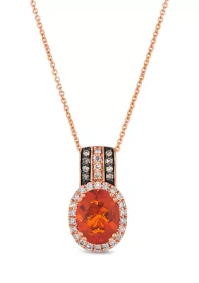 Pendant featuring 1 ct. t.w. Neon Tangerine Fire Opal®, 1/5 ct. t.w. Nude Diamonds™, 1/20 ct. t.w. Chocolate Diamonds® set in 14K Strawberry Gold®