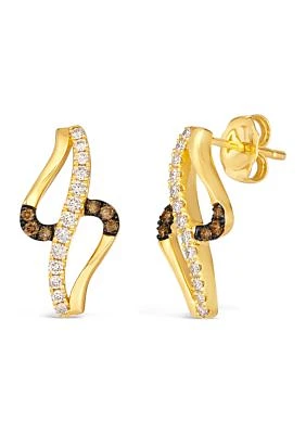 Earrings featuring 1/4 ct. t.w. Nude Diamonds™, 1/10 ct. t.w. Chocolate Diamonds® set in 14K Honey Gold™