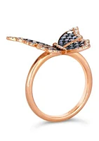 5/8 ct. t.w. Denim Ombré® Sapphire, 1/20 ct. t.w. White Sapphire, 1/5 ct. t.w. Vanilla Diamonds® Ring in 14K Strawberry Gold®