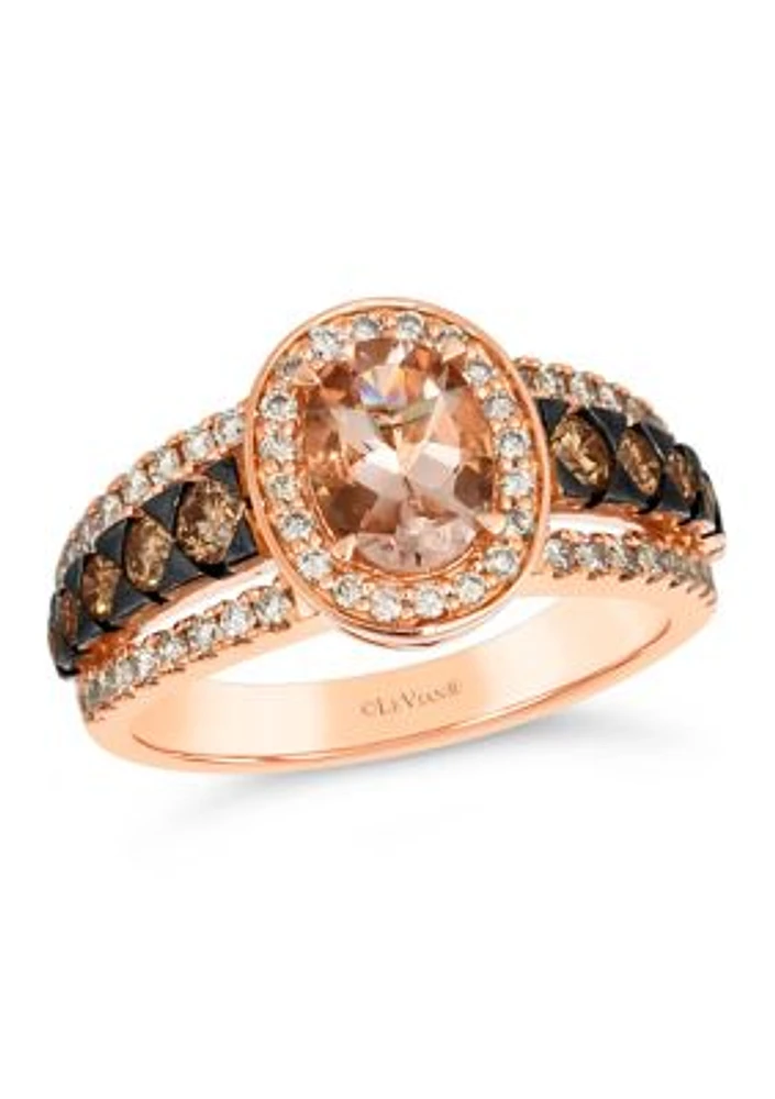 7/8 ct. t.w. Peach Morganite™, 1/2 ct. t.w. Chocolate Diamonds®, 3/8 ct. t.w. Nude Diamonds™ Ring in 14K Strawberry Gold®