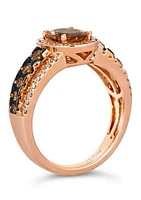 7/8 ct. t.w. Peach Morganite™, 1/2 ct. t.w. Chocolate Diamonds®, 3/8 ct. t.w. Nude Diamonds™ Ring in 14K Strawberry Gold®