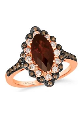 2 ct. t.w. Pomegranate Garnet™, 1/4 ct. t.w. Chocolate Diamonds®, 1/5 ct. t.w. Nude Diamonds™ Ring in 14K Strawberry Gold®