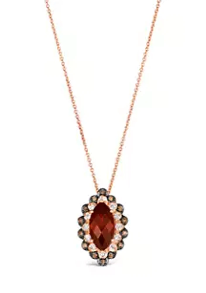 Le Vian® =Pendant Necklace featuring 2.25 ct. t.w. Pomegranate Garnet™, 1/5 ct. t.w. Nude Diamonds™, 1/10 ct. t.w. Chocolate Diamonds® set in 14K Strawberry Gold®