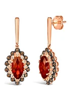 2.87 ct. t.w. Pomegranate Garnet™, 1/5 ct. t.w. Chocolate Diamonds®, 1/6 ct. t.w. Nude Diamonds™ Earrings in 14K Strawberry Gold®