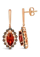 2.87 ct. t.w. Pomegranate Garnet™, 1/5 ct. t.w. Chocolate Diamonds®, 1/6 ct. t.w. Nude Diamonds™ Earrings in 14K Strawberry Gold®