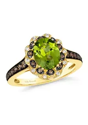 Le Vian® 1.75 ct. t.w. Green Apple Peridot™, 1/3 ct. t.w. Chocolate Diamonds®, 1/10 ct. t.w. Nude Diamonds™ Ring in 14K Honey Gold™