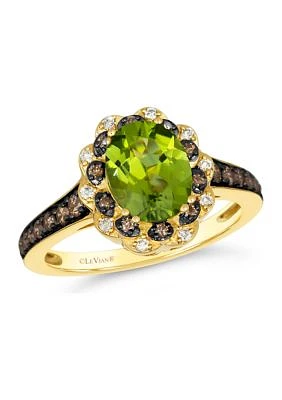 1.75 ct. t.w. Green Apple Peridot™, 1/3 ct. t.w. Chocolate Diamonds®, 1/10 ct. t.w. Nude Diamonds™ Ring in 14K Honey Gold™