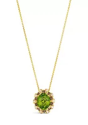 Le Vian® Pendant Necklace featuring 1.75 ct. t.w. Green Apple Peridot™, 1/15 ct. t.w. Chocolate Diamonds®, 1/15 ct. t.w. Nude Diamonds™ set in 14K Honey Gold™