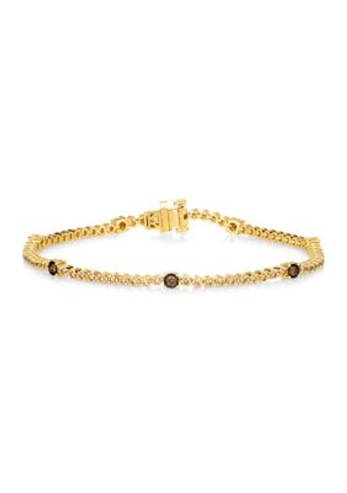 1/5 ct. t.w. Chocolate Diamonds®, 3/4 ct. t.w. Nude Diamonds™ Bracelet set in 14K Honey Gold™