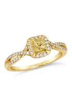 1/3 ct. t.w. Fancy Light Yellow Diamond, 1/5 ct. t.w. Vanilla Diamonds® Ring in 14K Honey Gold™