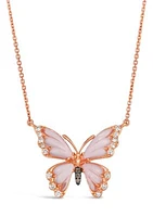 3 ct. t.w. Pink Orchid Quartz™, 1/4 ct. t.w. Nude Diamonds™, Chocolate Diamonds® Adjustable Butterfly Necklace in 14K Strawberry Gold®