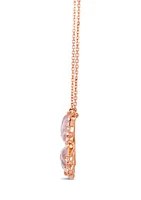 3 ct. t.w. Pink Orchid Quartz™, 1/4 ct. t.w. Nude Diamonds™, Chocolate Diamonds® Adjustable Butterfly Necklace in 14K Strawberry Gold®