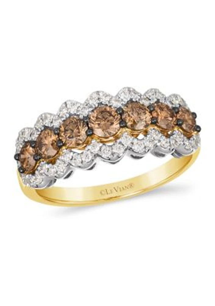 1 ct. t.w. Chocolate Diamonds®, 1/3 ct. t.w. Vanilla Diamonds® Ring in Tri Tone Gold