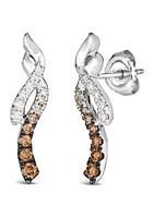 1/3 ct. t.w. Chocolate Ombré Diamonds®, 1/8 ct. t.w. Vanilla Diamonds® Couture® Earrings in Platinum