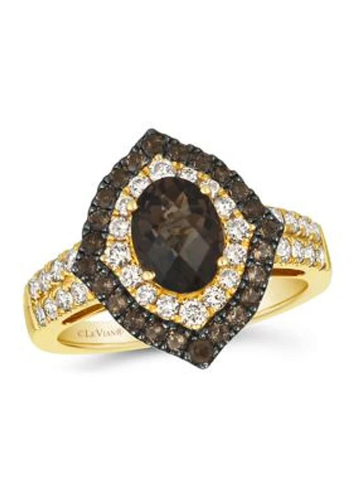 1.5 ct. t.w. Chocolate Quartz®, 1/2 ct. t.w. Nude Diamonds™ Ring in 14K Honey Gold™