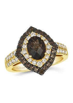 1.5 ct. t.w. Chocolate Quartz®, 1/2 ct. t.w. Nude Diamonds™ Ring in 14K Honey Gold™