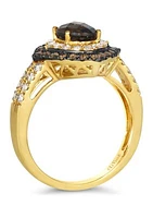 1.5 ct. t.w. Chocolate Quartz®, 1/2 ct. t.w. Nude Diamonds™ Ring in 14K Honey Gold™