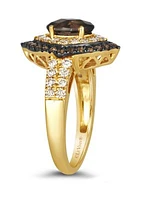 1.5 ct. t.w. Chocolate Quartz®, 1/2 ct. t.w. Nude Diamonds™ Ring in 14K Honey Gold™