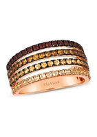 1/3 ct. t.w. Pomegranate Garnet™, 1/3 ct. t.w. Dark Spessartite, 1/3 ct. t.w. Light Spessartite, 1/4 ct. t.w. Light Citrine Multi Band Ring in 14K Strawberry Gold®