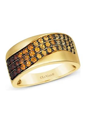 1/4 ct. t.w. Pomegranate Garnet™, 1/4 ct. t.w. Dark Spessartite, 1/5 ct. t.w. Light Spessartite, 1/6 ct. t.w. Light Citrine Multi Band Ring in 14K Honey Gold™