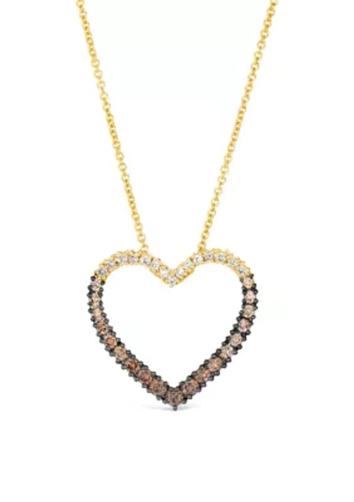 1/2 ct. t.w. Chocolate Ombré Diamonds® Heart Necklace in 14K Honey Gold™