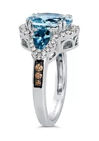 4 ct. t.w. Blue Topaz, 7/8 Deep Sea Topaz™, 3/8 of Chocolate Diamonds® and Nude Diamonds™ Ring 14K Vanilla Gold®