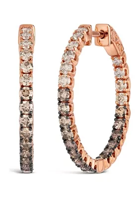 2 ct. t.w. Chocolate Ombré Diamonds® Earrings in 14K Strawberry Gold®