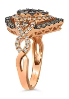 Ring featuring 7/8 ct. t.w. Chocolate Diamonds®, 3/8 ct. t.w. Nude Diamonds™ set in 14K Strawberry Gold®