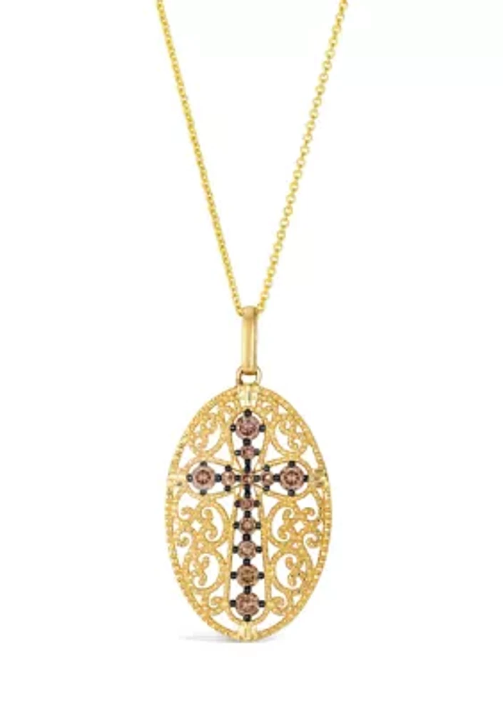 1/2 ct. t.w. Chocolate Diamonds® Cross Pendant Necklace in 14K Honey Gold™